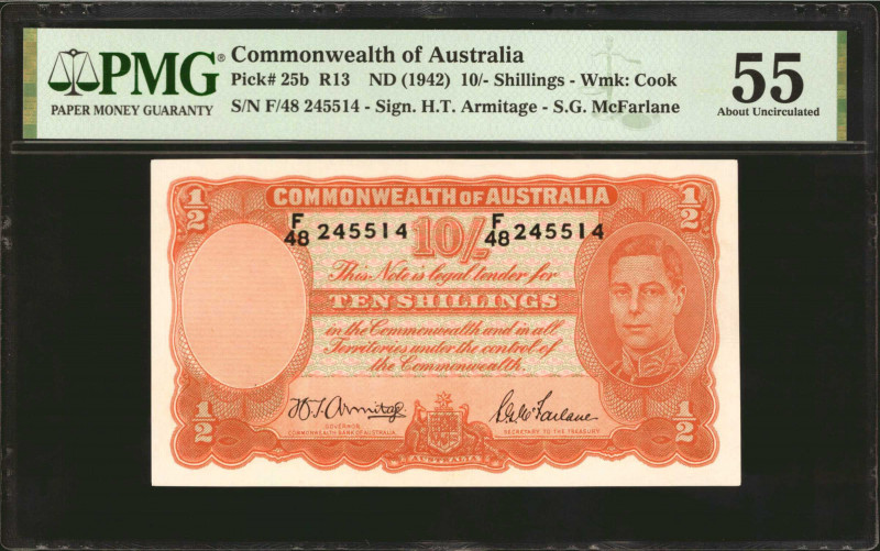 AUSTRALIA. Commonwealth of Australia. 10 Shillings, ND (1942). P-25b. PMG About ...