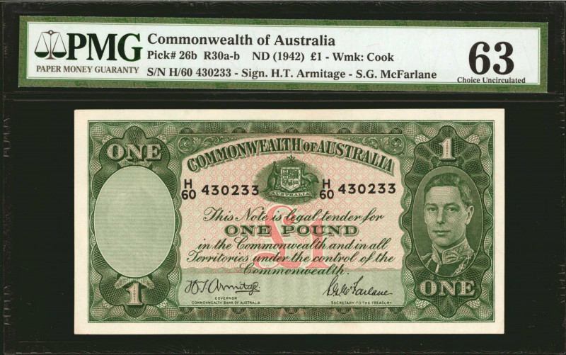 AUSTRALIA. Lot of (2). Commonwealth of Australia. 1 Pound & 5 Dollars, ND (1942-...
