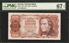 AUSTRIA. Oesterreichische Nationalbank. 500 Schilling, 1965. P-139. PMG Superb Gem Uncirculated 67 EPQ.

Estimate: $200.00 - $300.00