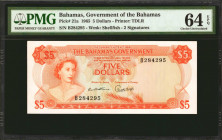 BAHAMAS. The Bahamas Government. 5 Dollars, 1965. P-21a. PMG Choice Uncirculated 64 EPQ.

Watermark of a shellfish. Printed by TDLR.

Estimate: $2...