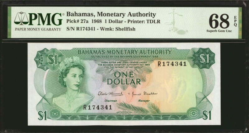 BAHAMAS. Bahamas Monetary Authority. 1 Dollar, 1968. P-27a. PMG Superb Gem Uncir...
