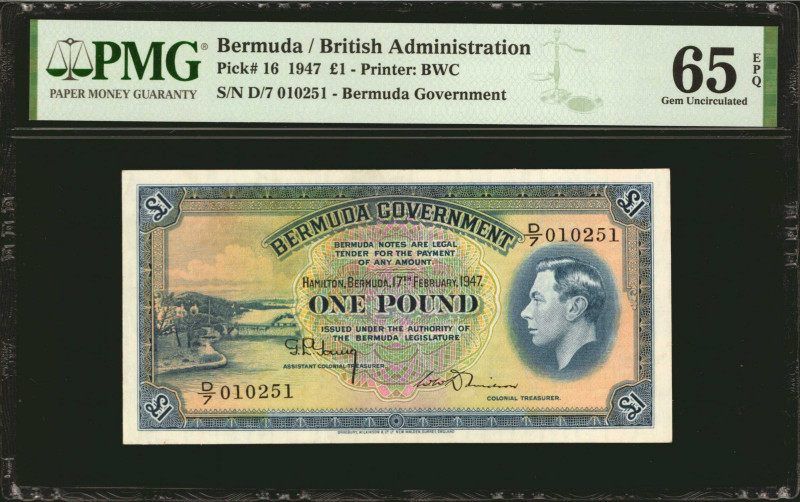 BERMUDA. Bermuda Government. 1 Pound, 1947. P-16. PMG Gem Uncirculated 65 EPQ.
...
