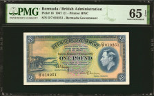 BERMUDA. Bermuda Government. 1 Pound, 1947. P-16. PMG Gem Uncirculated 65 EPQ.

Vignette of King George VI on the right. Colorful details on the rev...