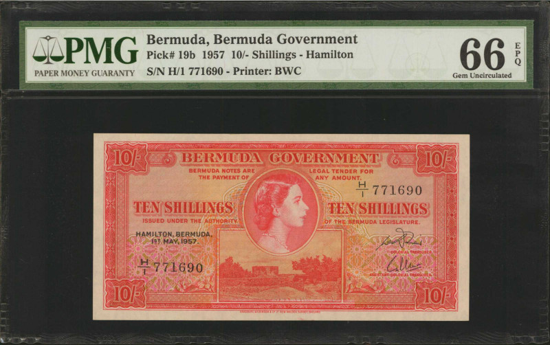 BERMUDA. Bermuda Government. 10 Shillings, 1957. P-19b. PMG Gem Uncirculated 66 ...