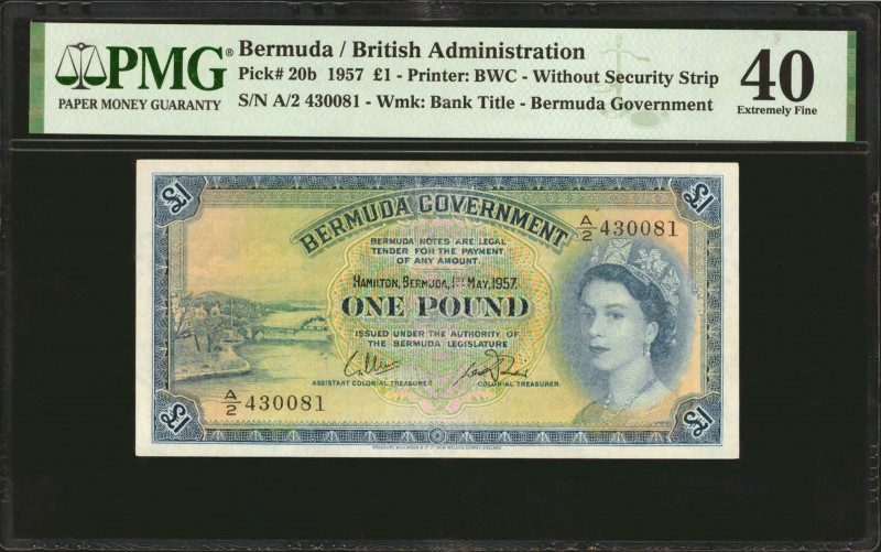 BERMUDA. Bermuda Government. 1 Pound, 1957. P-20b. PMG Extremely Fine 40.

Pri...