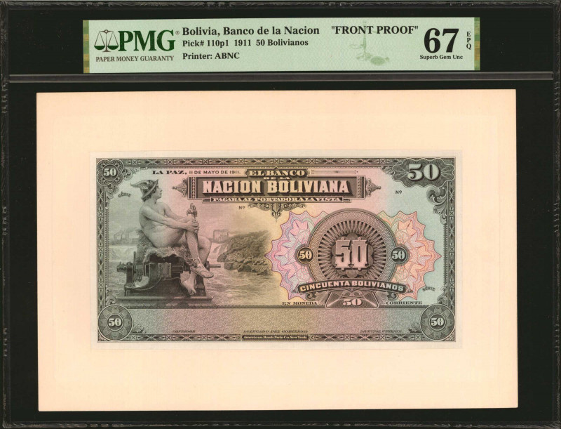 BOLIVIA. El Banco de la Nacion Boliviana. 50 Bolivianos, 1911. P-110p1. Front Pr...