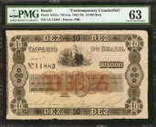 BRAZIL. Imperio do Brasil Thesouro Nacional. 10 Mil Reis, ND (ca. 1852-70). P-A231x. Contemporary Counterfeit. PMG Choice Uncirculated 63.

PMG comm...