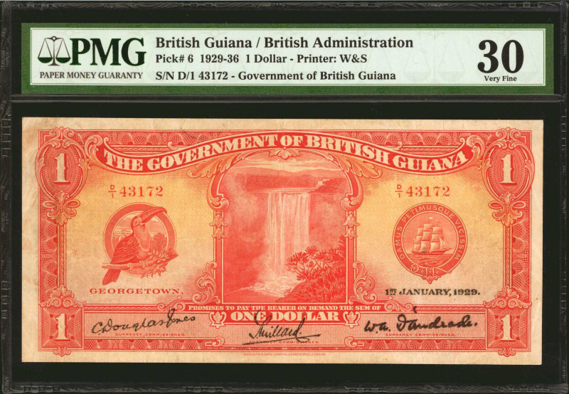BRITISH GUIANA. Government of British Guiana. 1 Dollar, 1929-36. P-6. PMG Very F...