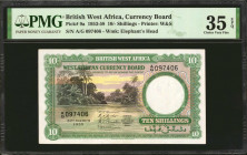 BRITISH WEST AFRICA. Currency Board. 10 Shillings, 1953-58. P-9a. PMG Choice Very Fine 35 EPQ.

Estimate: $120.00 - $220.00