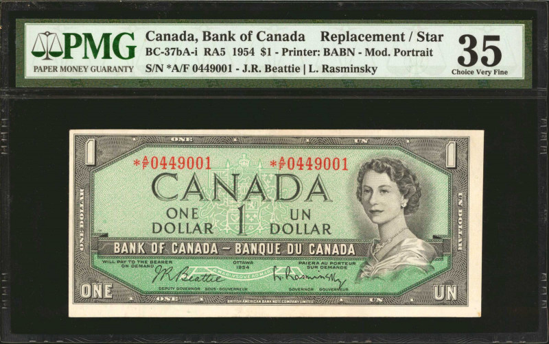 CANADA. Lot of (2). Bank of Canada. 1 Dollar, 1954. BC-37bA-i & BC-37dA. Replace...