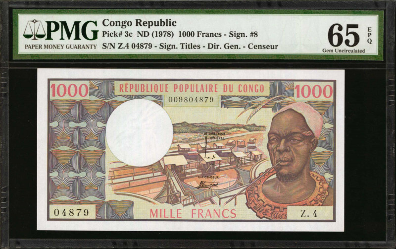 CONGO. Banque Des États De L'Afrique Centrale. 1000 Francs, ND (1978). P-3c. PMG...