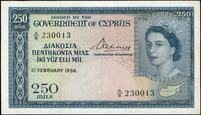 CYPRUS. Government of Cyprus. 250 Mils, 1956. P-33. Extremely Fine.

Estimate:...