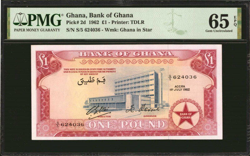 GHANA. Bank of Ghana. 1 Pound, 1962. P-2d. PMG Gem Uncirculated 65 EPQ.

Estim...