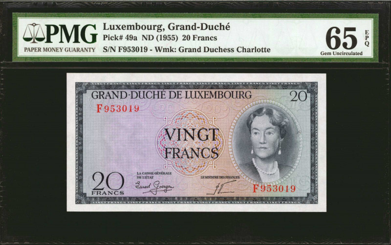 LUXEMBOURG. Lot of (2). Grand-Duche de Luxembourg. 20 & 50 Francs, ND (1955-61)....