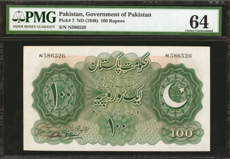 PAKISTAN. Government of Pakistan. 100 Rupees, ND (1948). P-7. PMG Choice Uncircu...