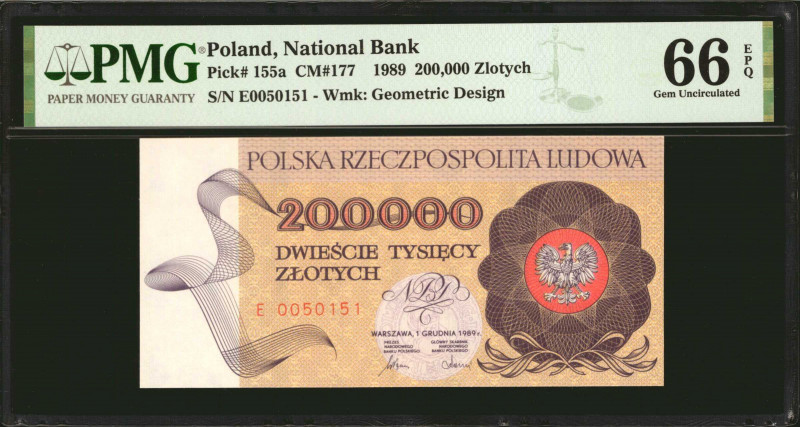 POLAND. Narodowy Bank Polski. 200,000 Zlotych, 1989. P-155a. PMG Gem Uncirculate...