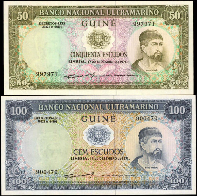 PORTUGUESE GUINEA. Lot of (2). Banco Nacional Ultramarino. 50 & 100 Escudos, 197...