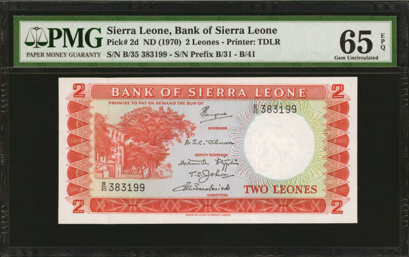 SIERRA LEONE. Lot of (2). Bank of Sierra Leone. 1 & 2 Leones, ND (1970). P-1c & ...