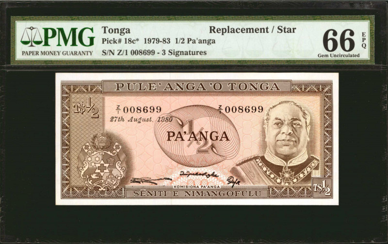 TONGA. Government of Tonga. 1/2 Pa'anga, 1979-83. P-18c*. Replacement. PMG Gem U...