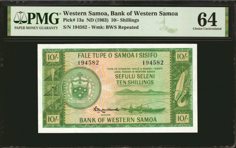 WESTERN SAMOA. Lot of (2). Bank of Western Samoa. 10 Shillings & 1 Pound, ND (19...