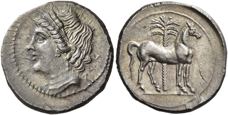 Locri Epizephiri 
Carthaginian occupation. Half shekel circa 215-205, AR 3.87 g...