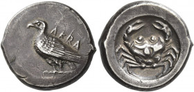 Sicily, Agrigentum 
Didrachm circa 495-485, AR 8.45 g. AKRA Eagle standing l., with folded wings. Rev. Crab. SNG Lockett 701. SNG ANS 926. Westermark...
