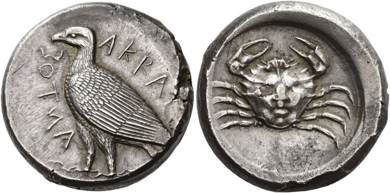 Sicily, Agrigentum 
Tetradrachm circa 470-440, AR 17.48 g. AKRAC – ΑΝΤΟΣ Eagle ...