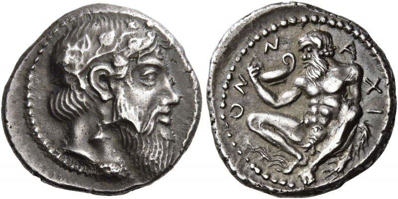 Naxos 
Drachm circa 461-430, AR 4.26 g. Bearded and ivy-wreathed head of Dionys...