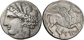 The Carthaginians in Sicily and North Africa 
5 shekels or decadrachm, uncertain mint in Sicily circa 260, AR 38.03 g. Head of Tanit (Kore-Persephone...
