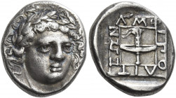 Amphipolis 
Drachm circa 369-368, AR 3.53g. Head of Apollo facing slightly r., wearing a laurel-wreath. Rev. AMΦ – IΠO – ΛIT – EΩN within raised line...