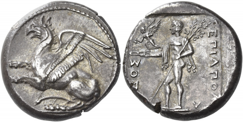Thrace, Abdera
Stater, magistrate Apollados circa 411-385, AR 12.83 g. Griffin ...