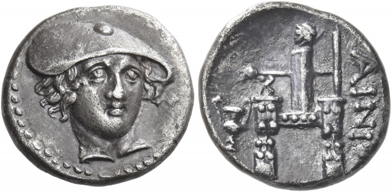 Aenus 
Drachm circa 357-341, AR 3.74 g. Head of Hermes facing, slightly to r., ...