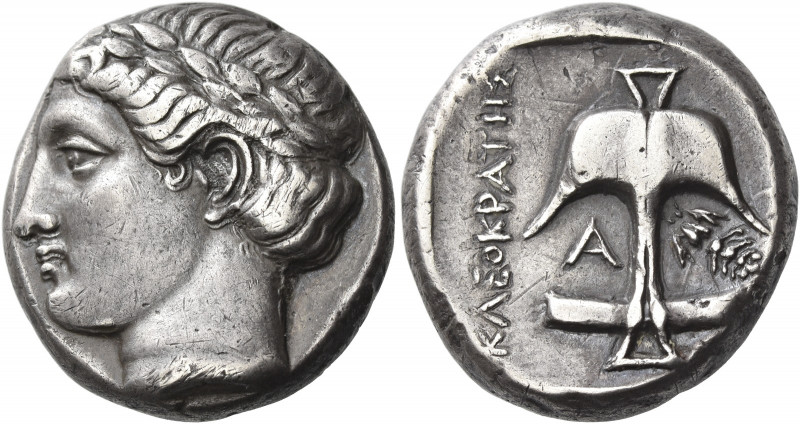 Apollonia Pontica 
Tetradrachm circa 350 BC, AR 16.98 g. Laureate head of Apoll...