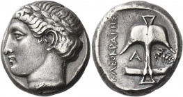 Apollonia Pontica 
Tetradrachm circa 350 BC, AR 16.98 g. Laureate head of Apollo l. Rev. KΛEOKPATHΣ Anchor upright; A and crayfish at sides. All with...