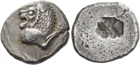 Chersonesus 
Tetrobol circa 515-493, AR 3.40 g. Forepart of lion r., head l. Rev. Incuse square. Rosen –. SNG von Aulock –. BMC 1 var. (quadripartite...