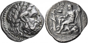 Kierion 
Stater circa 350, AR 11.12 g. Laureate head of Zeus r. Rev. [ΚΙΕΡΙΕΙΩΝ] Youthful Asclepius seated l. on rock, holding long sceptre in his l....