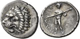The Oitaioi 
Hemidrachm, Herakleia Trachinia circa 360-340, AR 2.80 g. Lion’s head l., with spear in its jaws. Rev. ΟΙΤΑΩΝ retrograde Heracles standi...