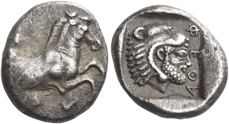 Thessalian League. 
Hemidrachm circa 470-460, AR 2.81 g. Forepart of prancing h...