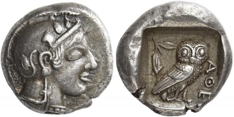 Attica, Athens 
Drachm circa 470-460, AR 4.25 g. Head of Athena r., wearing cre...