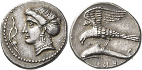 Paphlagonia, Sinope 
Drachm, in name of satrap Sysinas circa 365-322, AR 4.85 g. Head of nymph l., hair caught up in sphendone; in l. field, aplustre...