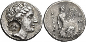 Paphlagonia, Sinope 
Tetradrachm circa 330-300, AR 16.86 g. Head of Sinope r., wearing mural crown. Behind, countermark of helmeted head of Athena r....