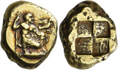 Mysia, Cyzicus 
Stater circa 450-400, EL 16.05 g. Draped Zeus kneeling r., holding sceptre in r. hand and extending l. arm; above which, eagle flying...
