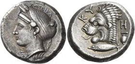 Mysia, Cyzicus 
Tetradrachm circa 390-340, AR 15.21 g. ΣΩTEIPA Head of Kore Soteira facing l., wearing sphendone covered by a veil, with two grain-ea...