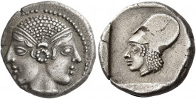 Lampsacus 
Drachm circa 500-450, AR 4.70 g. Janiform female head. Rev. Helmeted head of Athena l., within incuse square. Baldwin, Lampsakos, group A/...