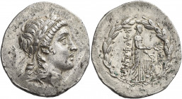 Colophon 
Tetradrachm circa 155-145, AR 16.56 g. Laureate head of Apollo r. Rev. ΚΟΛΟΦΩΝΙΩΝ Apollo Clarius standing r. with filleted branch and r. ha...