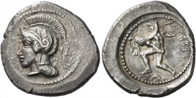 Erbinna, circa 420 – 400 
Stater, Telmessos (?) circa 420-400, AR 8.49 g. Head of Athena l., wearing a crested Attic helmet decorated with laurel wre...