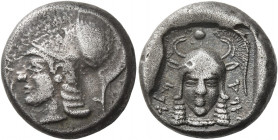 Cyprus, Sidqemelek, circa 435 
Siglos circa 435 BC, AR 10.86 g. of Sidqemelek in Phoenician characters Head of Athena l., wearing Corinthian helmet. ...