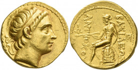 Antiochus III, 223 – 187 
Octodrachm, Seleucia 220-187, AV 34.13 g. Diademed head r. Rev. ΒΑΣΙΛΕΩΣ – ΑΝΤ – IΟΧΟΥ Apollo seated l. on omphalos, holdin...