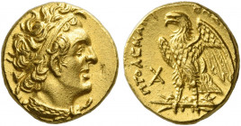 Ptolemy I as king, 305-282 
Triobol, Alexandria circa 294-282, AV 1.77 g. Diademed head of Ptolemy I r., lion’s skin tied around neck. Rev. BAΣI[ΛEΩΣ...