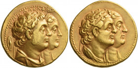 Ptolemy II Philadelphos, 285 – 246 
Octodrachm, Alexandria circa 289-272 BC, AV 27.70 g. ΘΕΩΝ ΑΔΕΛΦΩΝ Jugate busts r. of Ptolemy II, draped and diade...